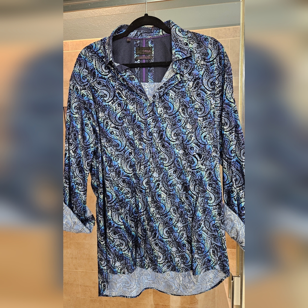 Buckle Blue Paisley Casual Button Down Shirt
